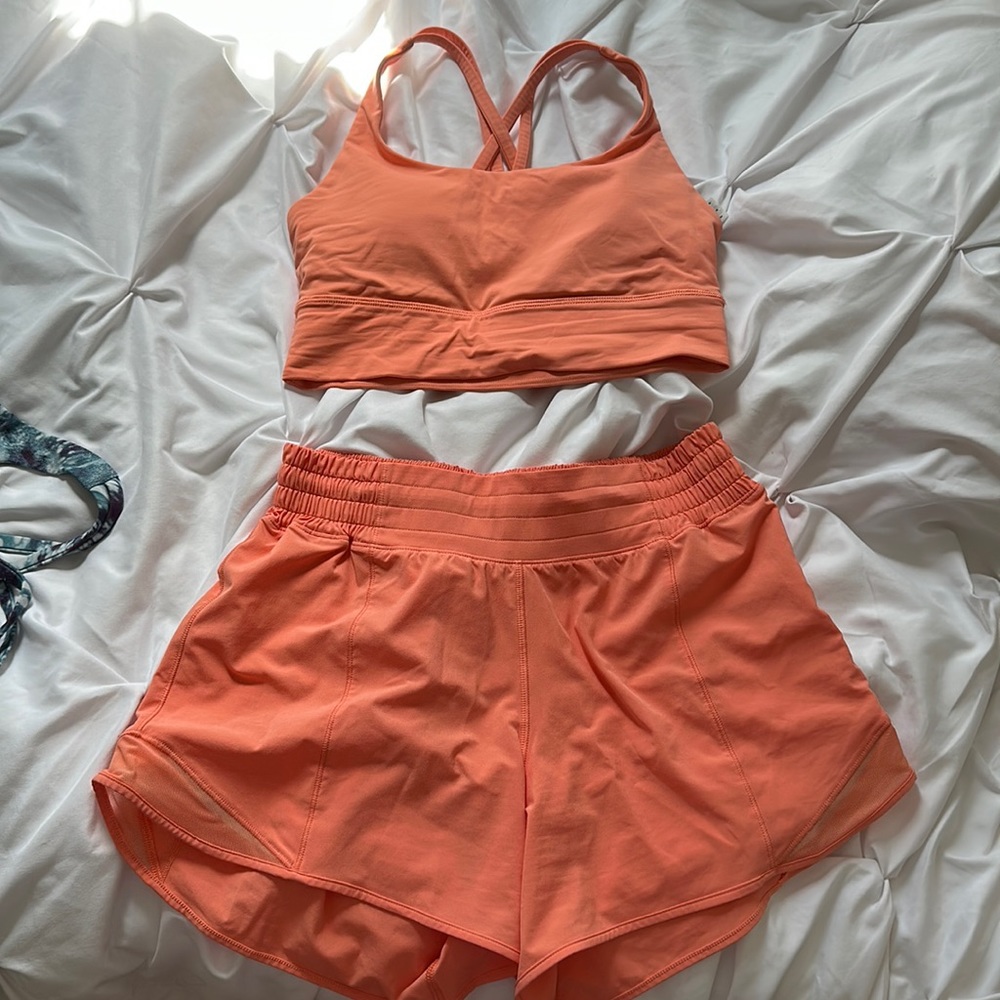 Lululemon Sunny Coral track That high rise shorts